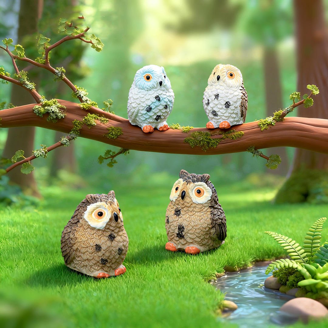 Miniature Owl Decorative Figurines Mini Resin Owls Fairy Garden Moss Landscape Garden Decor Bonsai Crafts Home Decor Ornaments