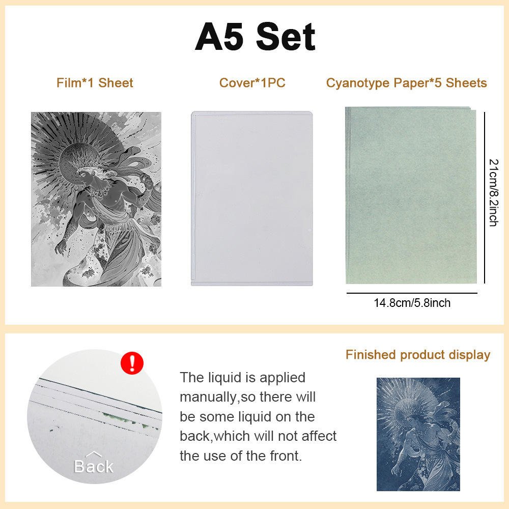 Cross-border A5 Star Moon Blue Printing Cyanotype Creative Gift Set DIY Handmade Photo Paper Romantic Model DIY Kit