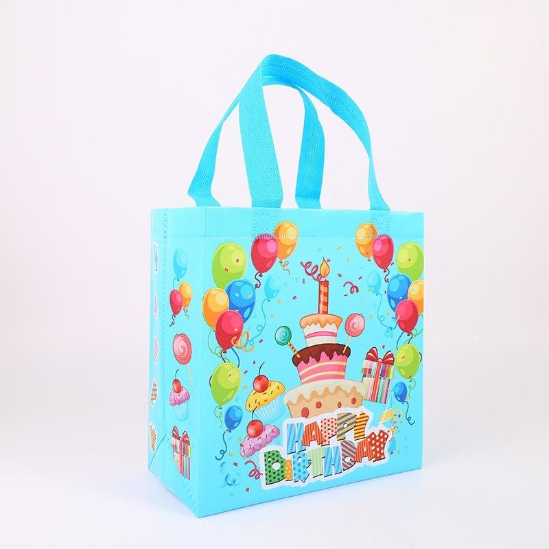 Happy Birthday Gift Bags Cartoon Non-woven Tote Bags Kids Party Favor Bags Cake Balloon Packaging Wholesale Reusable Bags