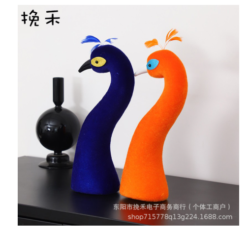 Modern Colorful Handmade Polyfoam Peacock Head Statue Feather Chinese New Year Home Decor DIY Crafts Activity Sculpture Neopoly