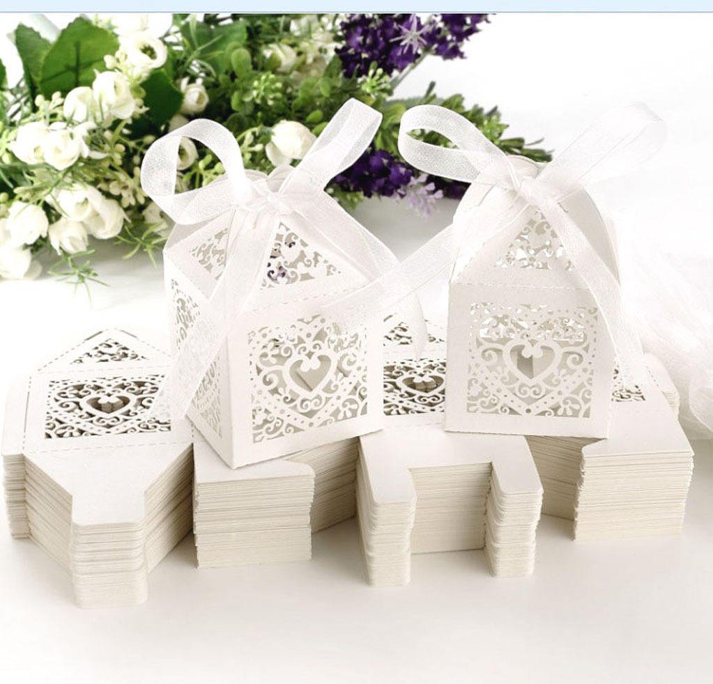 Wholesale Custom Gift Paper Laser Cutting Hollow Craft Packaging Candy Folding Box Paper, Wedding Celebration Baptism