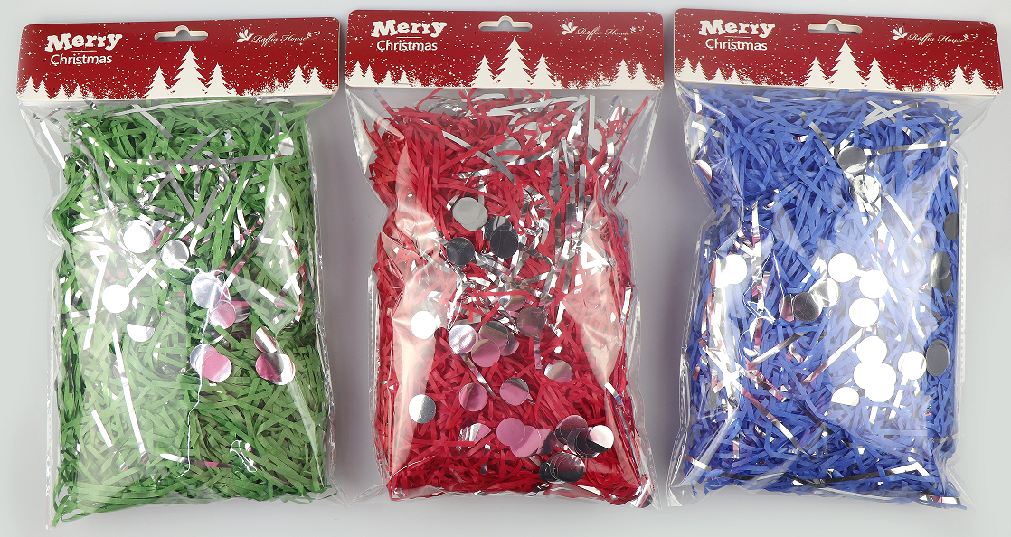 Christmas Customization Handmade No Odor Decorative Crinkle Cut Raffia Shredded Kraft Paper Gift Box Filler Lafite Paper