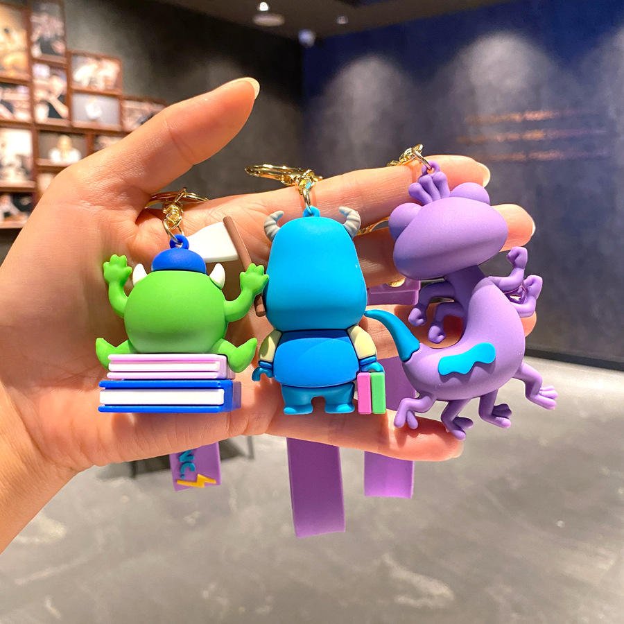 Cute Cartoon Monster PVC Figure Keychain Plastic Key Pendant Accessories with Car Rubber Unique and Stylish Design