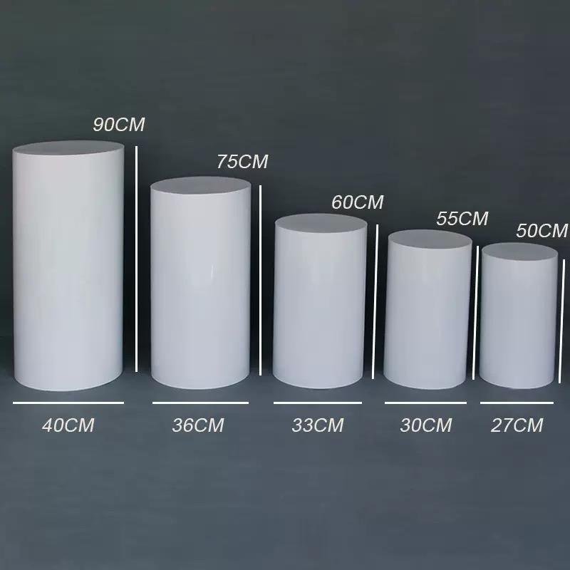 5pcs Dessert Cake Table Wedding Party Baby Shower Valentine's Day Christmas Backdrop White Metal Gold Cylinder Pedestal Sets