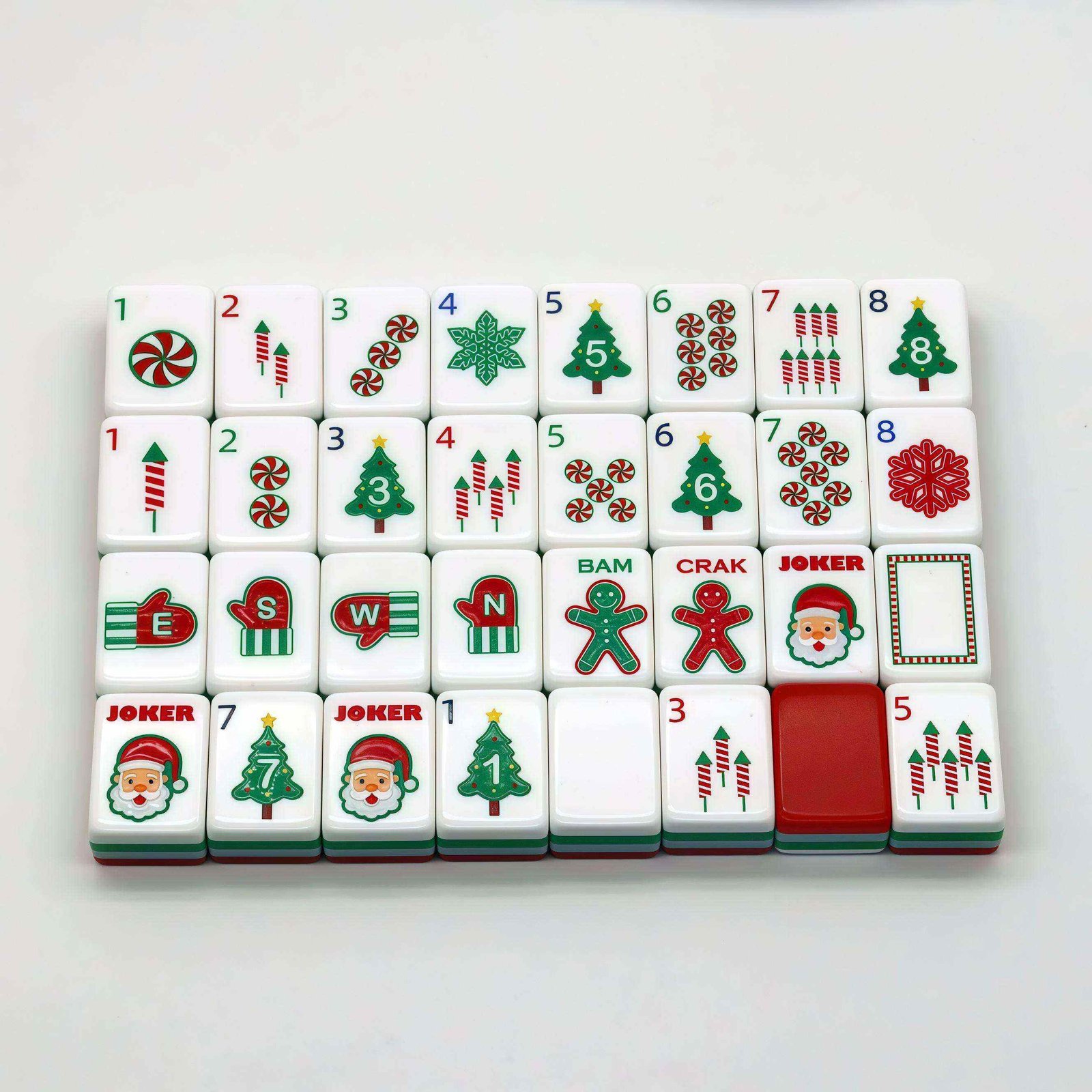 Luxury Christmas American Mahjong Set, Acrylic Hand-Printed Holiday Tiles, Portable Game for Christmas Party & Premium Xmas Gift