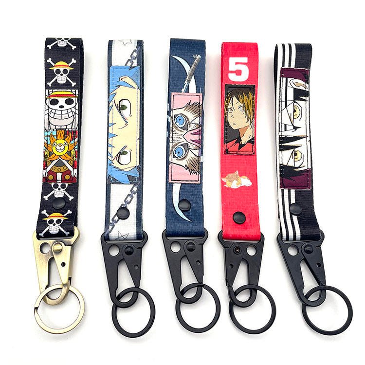 YYX Wholesale Design Logo Fabric Keychains Polyester Lanyard Anime Woven Keychain With Promotional Gifts Custom