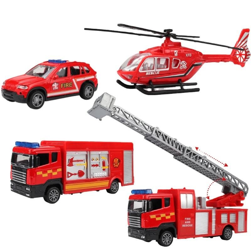 Promotional Children Toy Plastic Fire Fighting Car Crane Truck Helicopter Rescue Vehicles 1:35 Scale Fairchild Brand