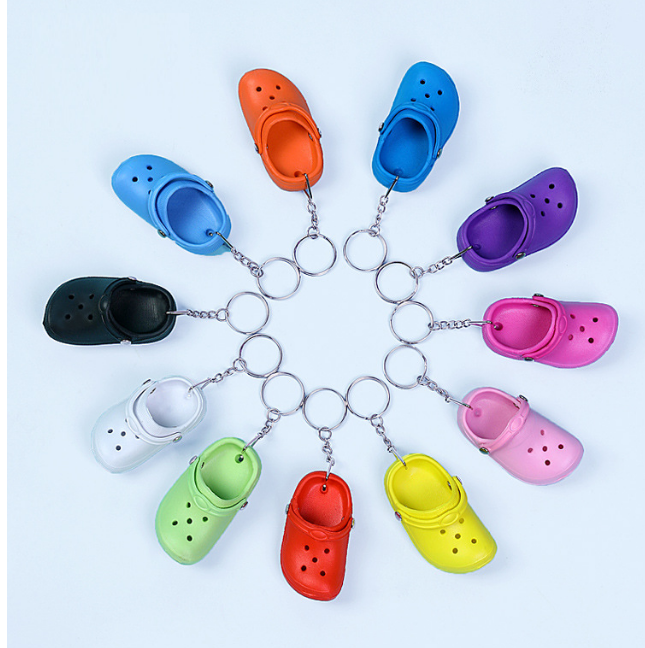 Wholesale Personalized Custom Soft PVC Rubber Keychains Mini Croc Shoes Decoration Accessories Key Holder Chains for Women