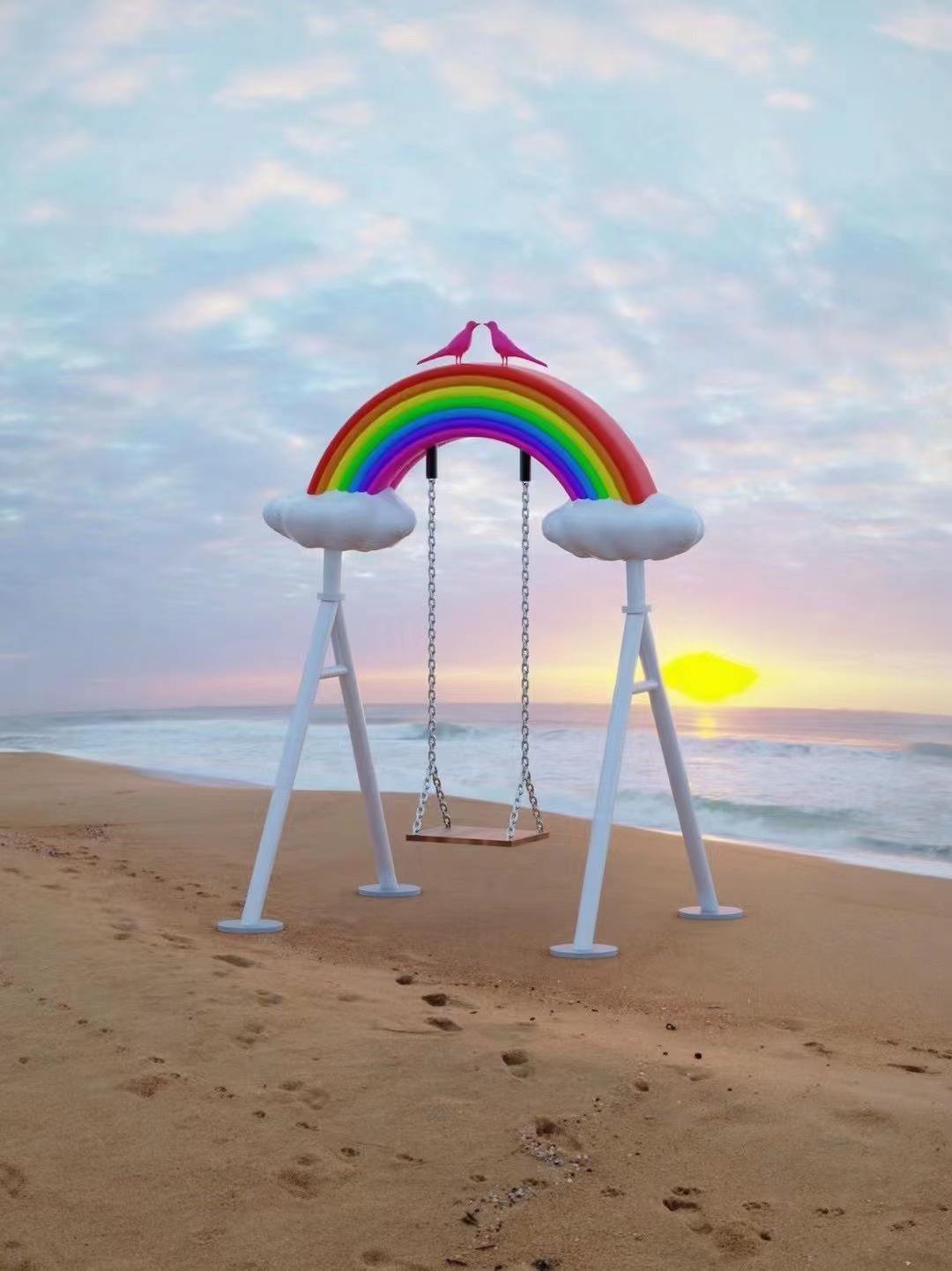 New Product Handmade Custom Size Cloud Double Swing Display Outdoor Beach Other Fiberglass Resin Crafts