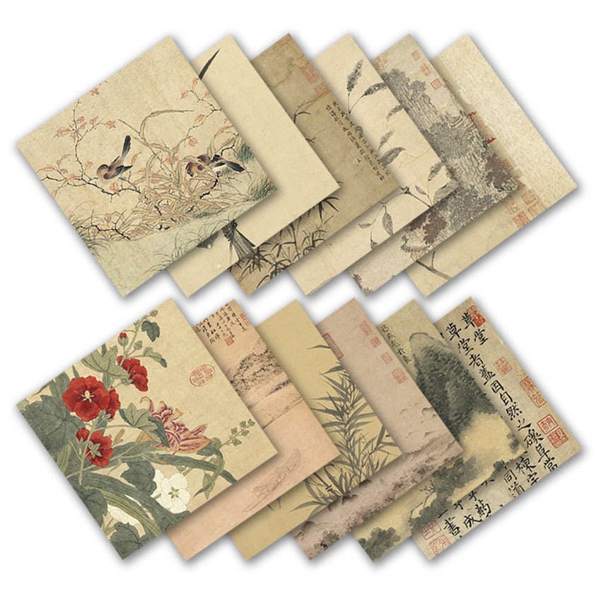 24sheets of Craft Junk Journal Patterned Paper Cardstock 6"x6" Offset Printing Scrapbooking Paper Material Nature Theme