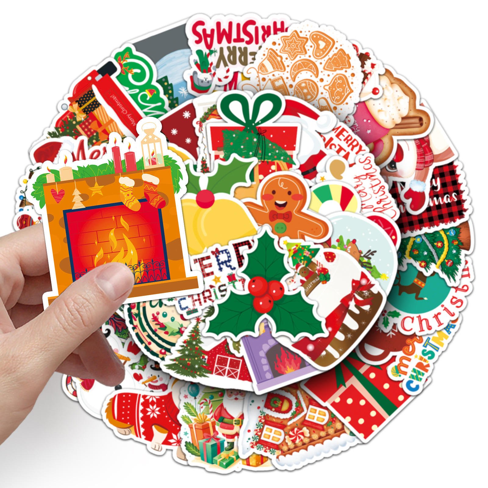 Christmas Doodle Stickers Adhesive Cute Style Personalized Cartoon Holiday Decorations for Water Cups Phones