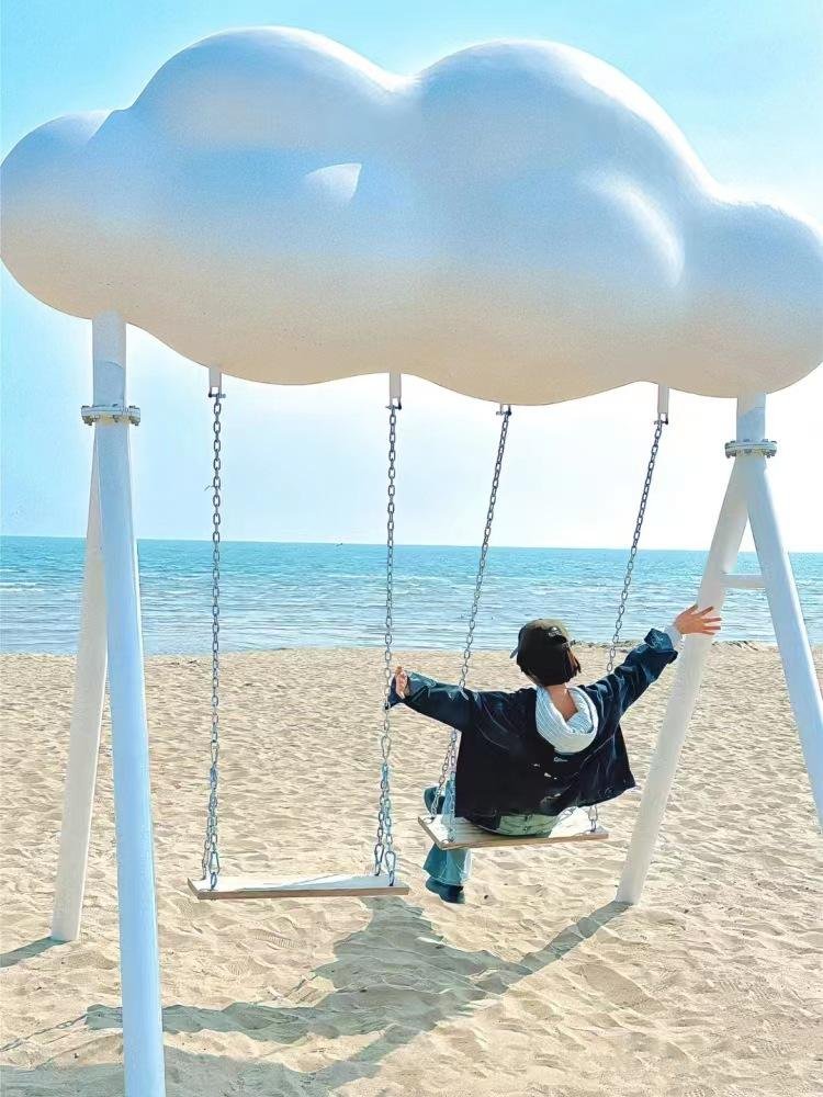 New Product Handmade Custom Size Cloud Double Swing Display Outdoor Beach Other Fiberglass Resin Crafts
