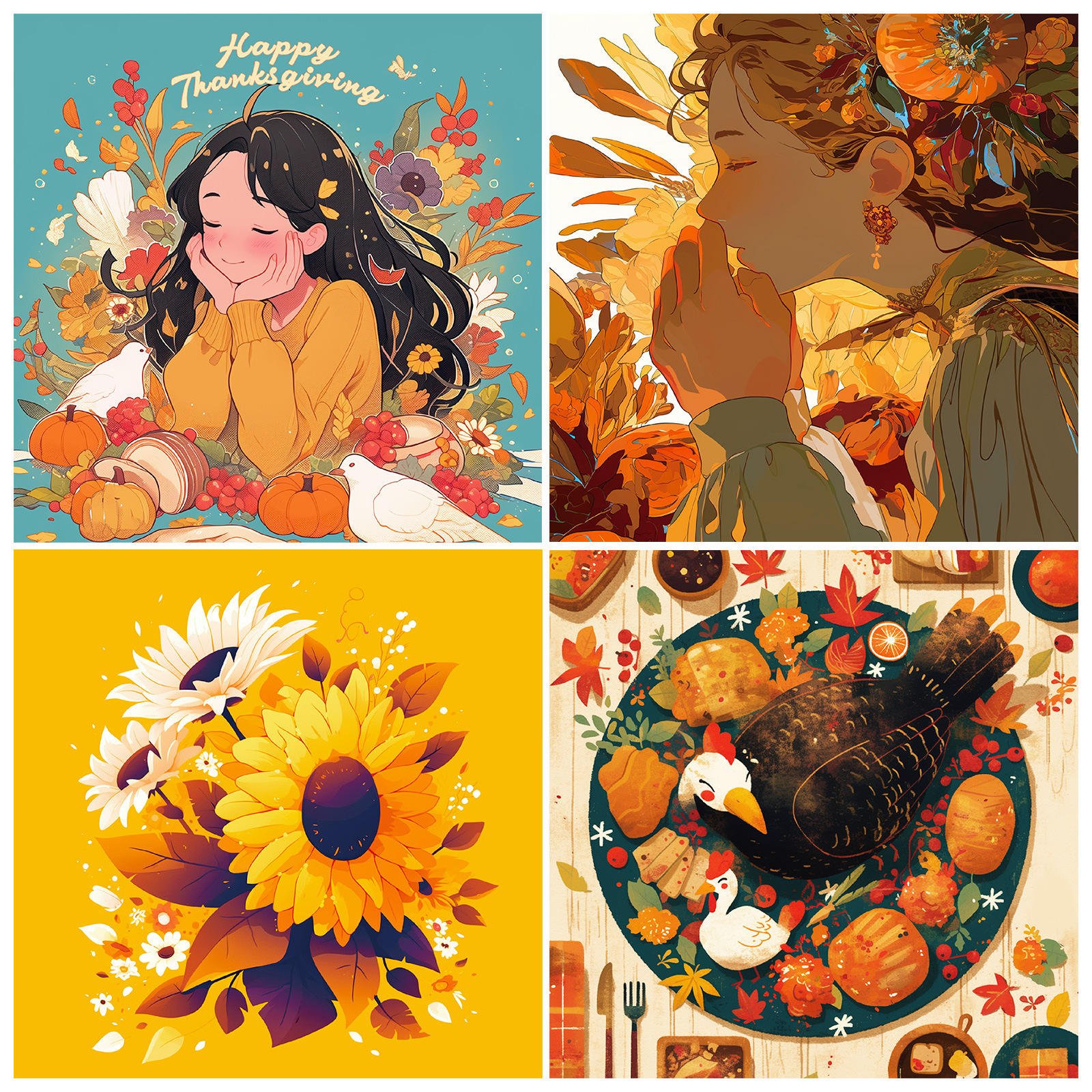 12 Sheets European Style Coated Double-Adhesive Customizable Craft Paper Thanksgiving Autumn Harvest Festival Celebration