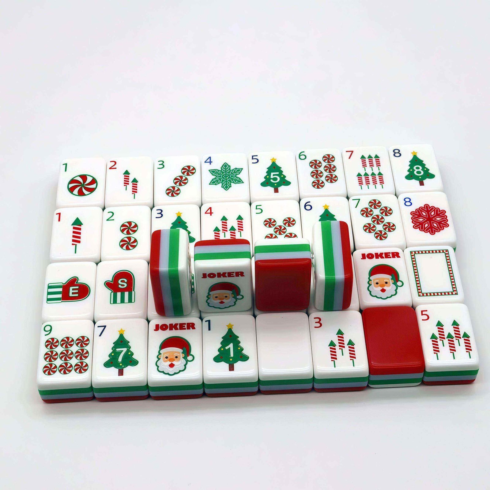 Luxury Christmas American Mahjong Set, Acrylic Hand-Printed Holiday Tiles, Portable Game for Christmas Party & Premium Xmas Gift