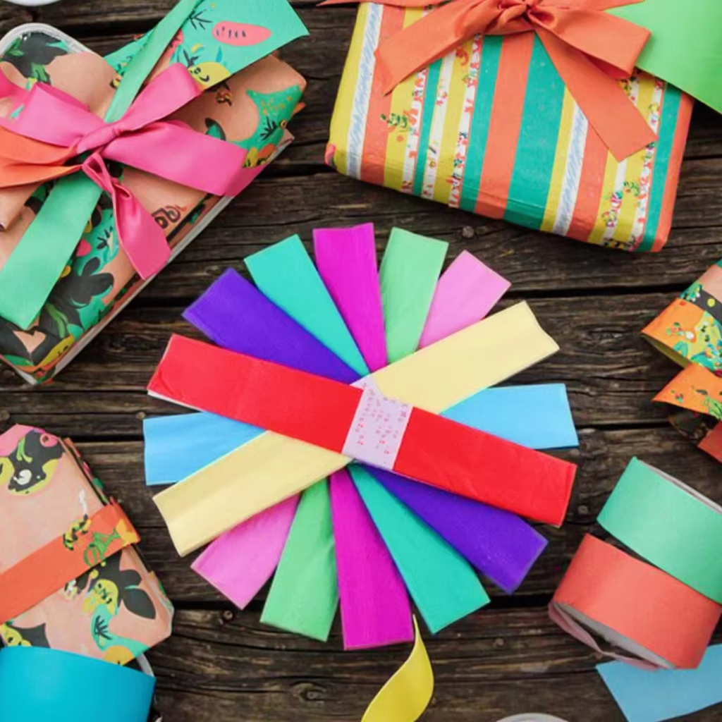 Colorful Crepe Paper Rolls for DIY Crafts & Party Decorations