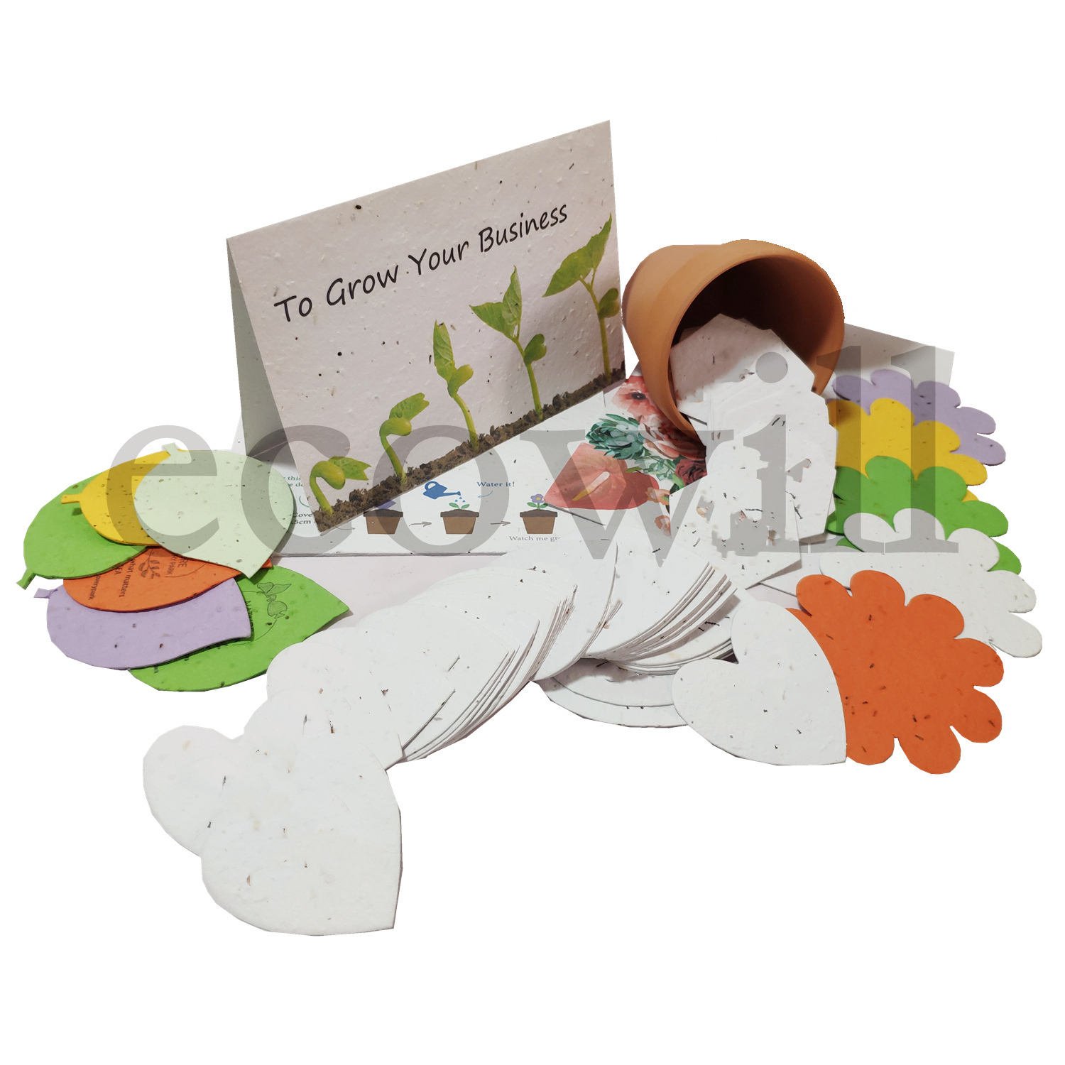 Ecowill 100% Handmade Recycled Paper Greeting Card With Peace Love Joy Designs