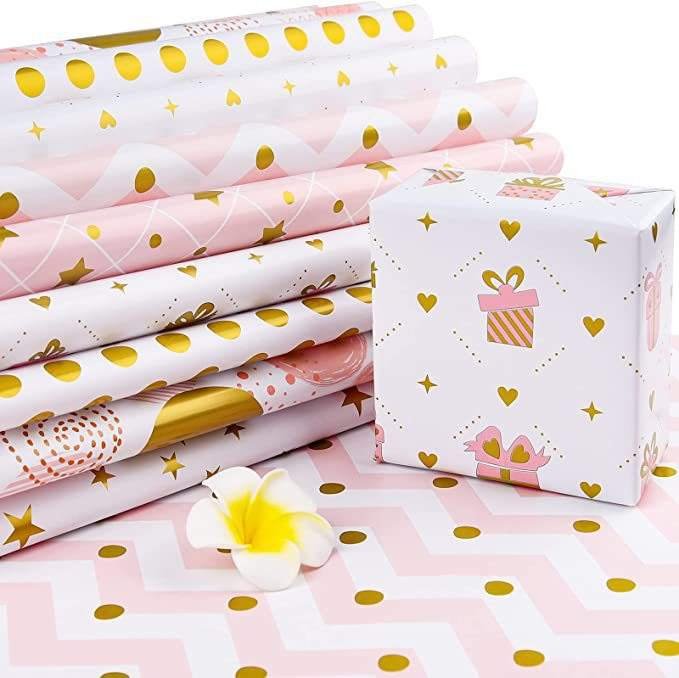 Glossy Coated Virgin Craft Paper Material Pinkish Custom Diy Crafts Gift Packaging Personalised Universal Wrapping Paper