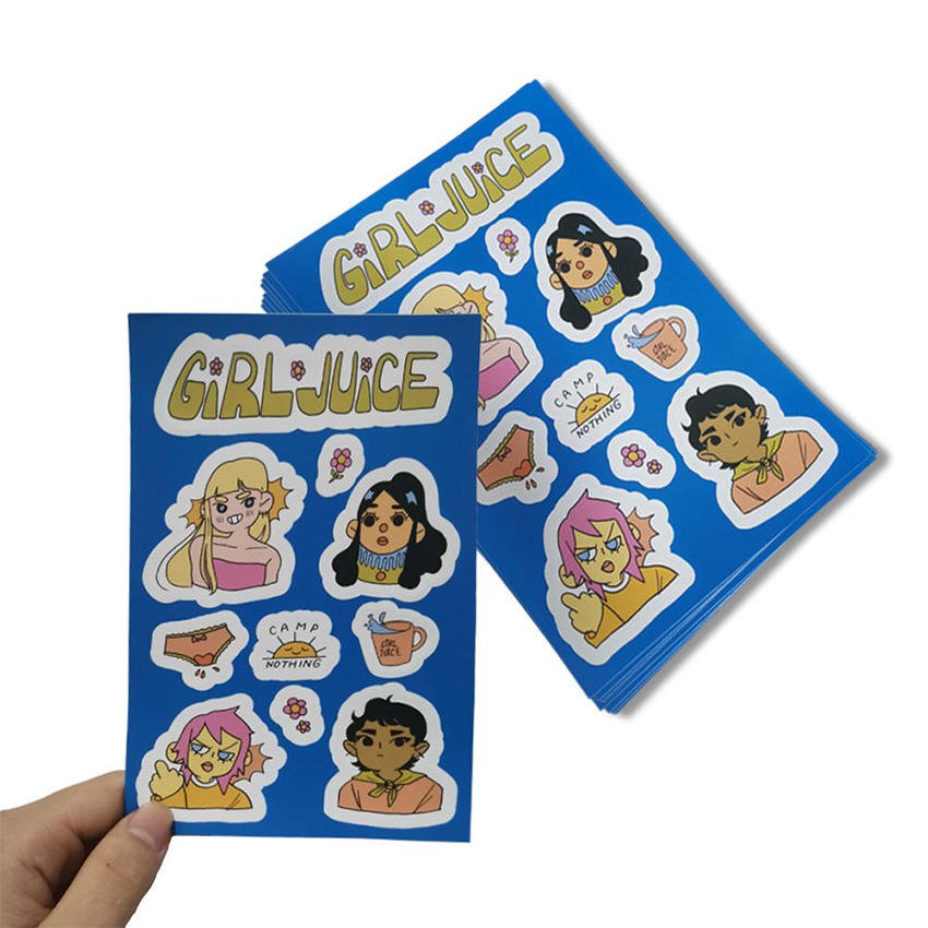 Waterproof Custom Logo Sticker Sheets Cartoon Design Decorative Kiss Cut Vinyl Sticker Sheets Self Adhesive Sticker Sheet