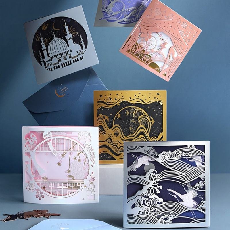 High Quality Custom Cardboard Wedding Invites with Laser-Cut Design Premium Offset Paper Envelopes Greeting Card