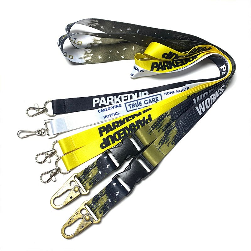 Personalised Polyester Custom Bright Color Sublimation Heat Transfer Printing Neck Id Badge Tool Lanyard with Alligator Clips
