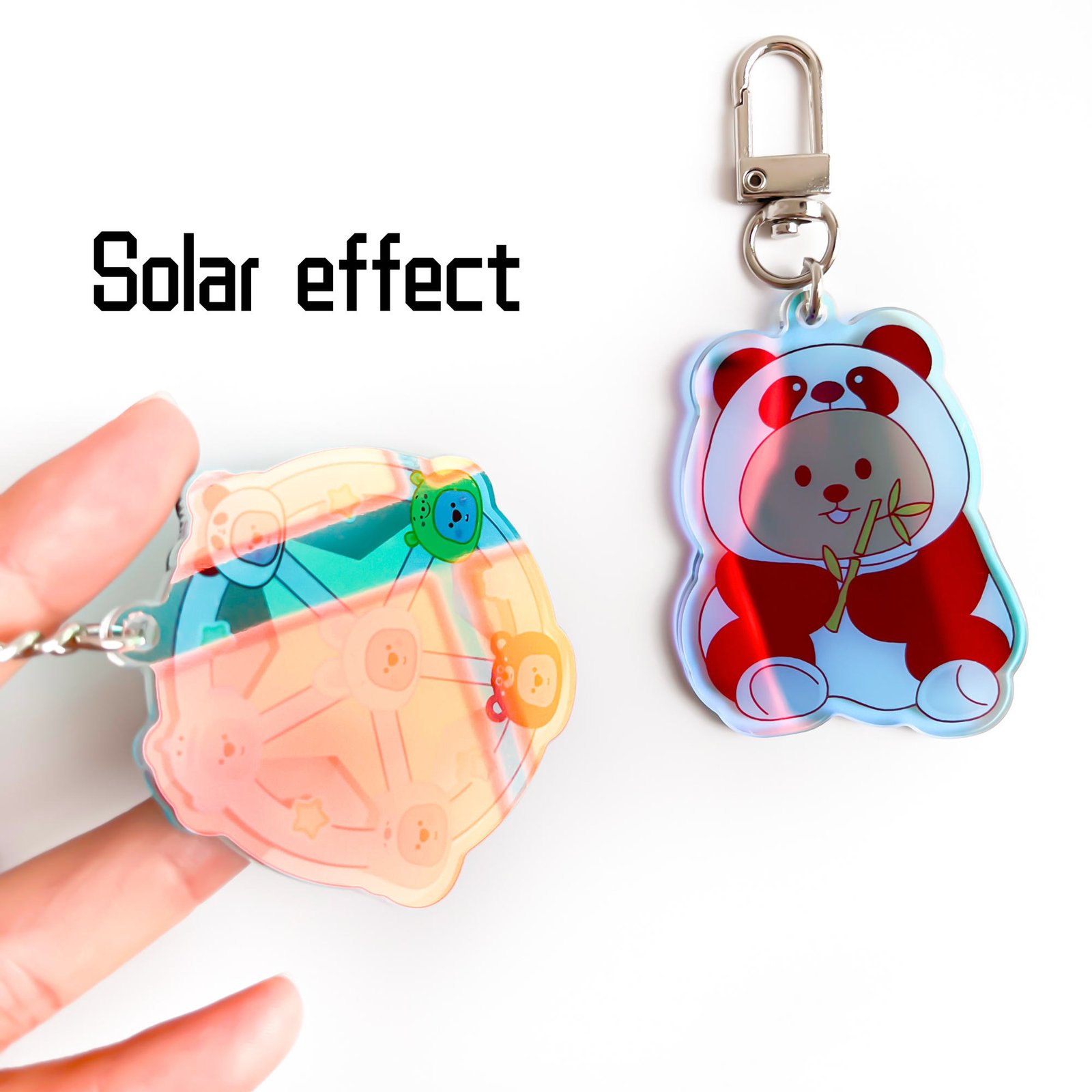 Custom Clear Acrylic Keychain Logo Cartoon Glitter Epoxy Keychain Charm Plastic Key Chain Anime Acrylic Keyring Personalized