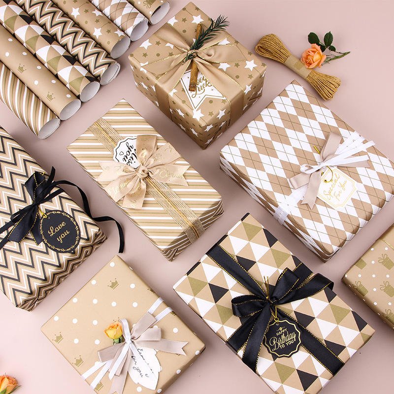 Valentine's Day Birthday Gift Wrapping Paper DIY Craft Packaging Recyclable Kraft Paper for Present Box Decoration Book Covering