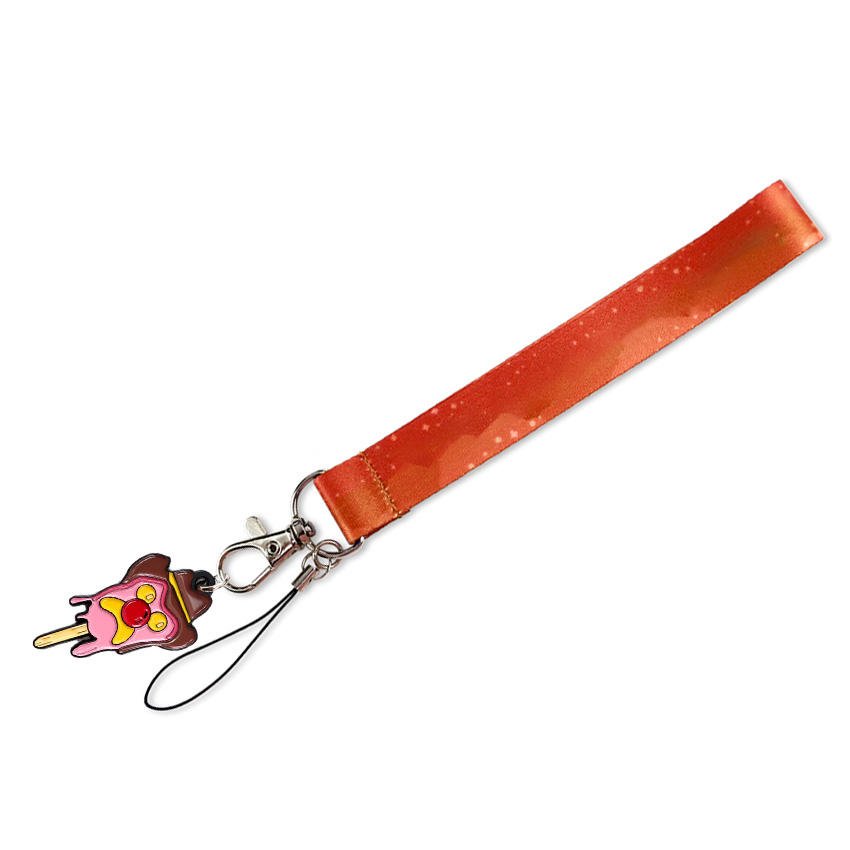 Custom Design Anime Embroidered Eco-Friendly Polyester Fabric Mobile Phone Pendant Keychain Lanyard Wrist Strap Custom Flight