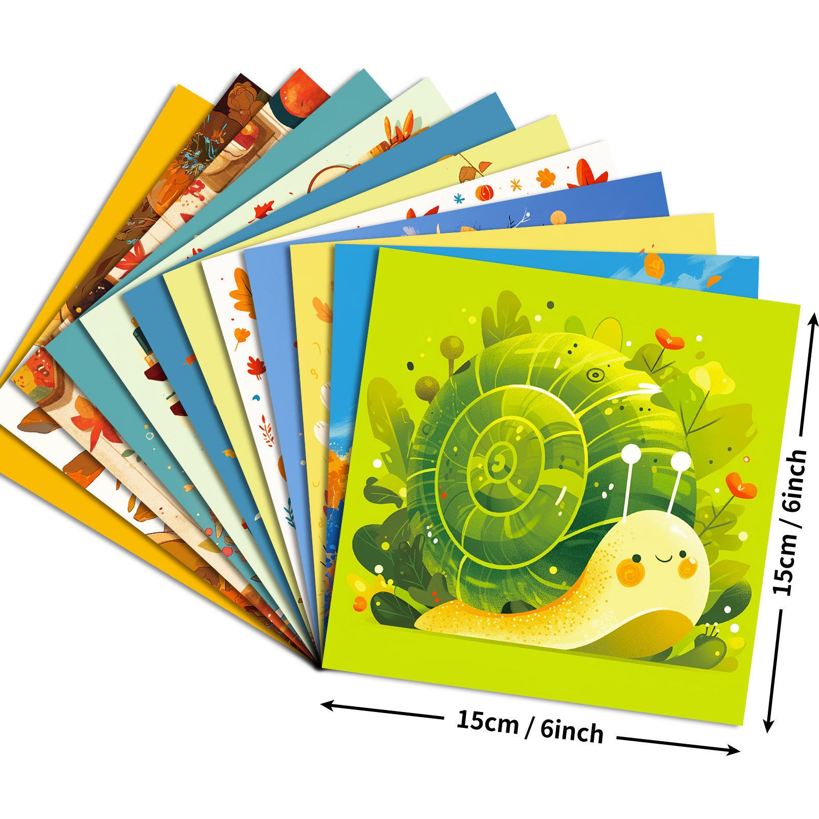 12 Sheets European Style Coated Double-Adhesive Customizable Craft Paper Thanksgiving Autumn Harvest Festival Celebration