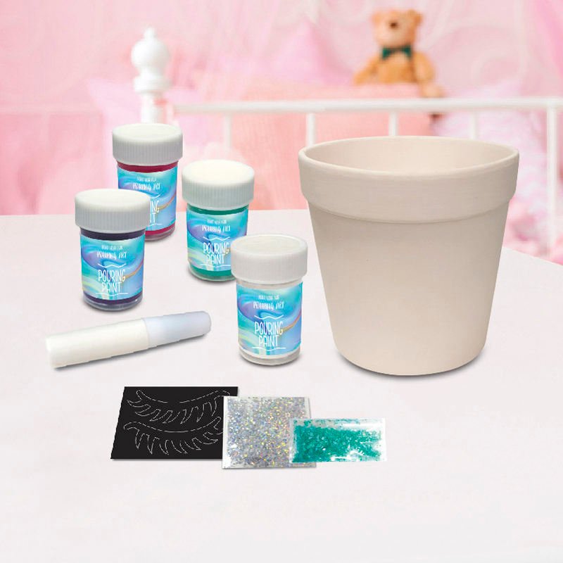 Color Box Diy Pouring Drawing Kit Arts and Crafts Kit Kids Educational Garden Ceramic Flowerpot Painting Other Toys Sets