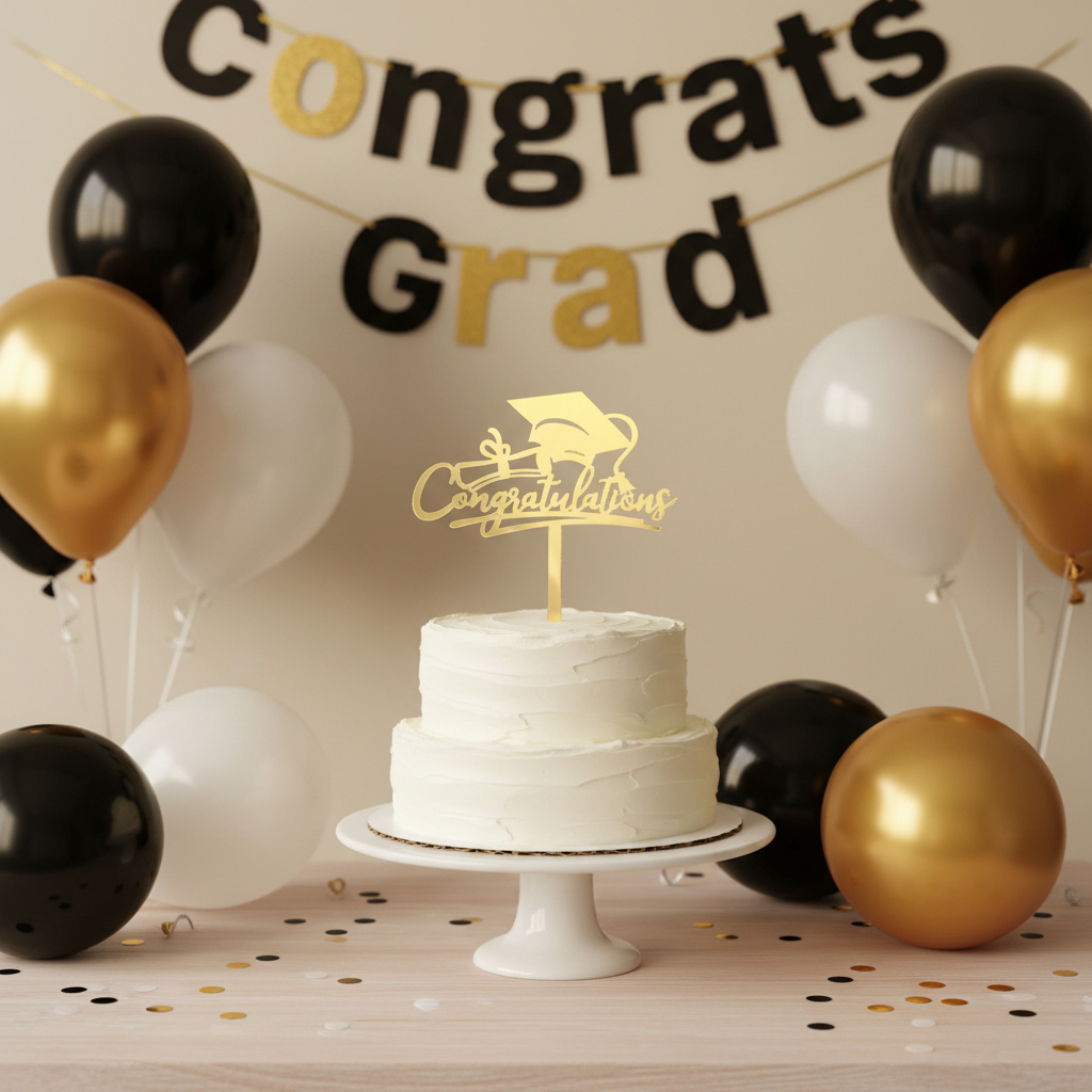 Congrats Grad 2026 Acrylic Cake Topper for Graduation Party Celebration Quality Cake Decorating Supplies