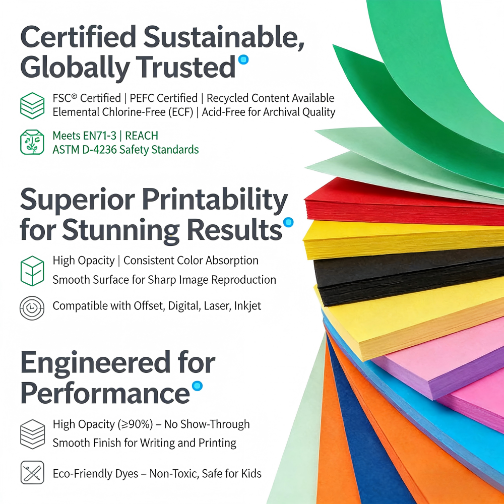 Custom A4 Color Paper Any Color GSM Size | 120-300gsm Cardstock for Printing Crafts Office School