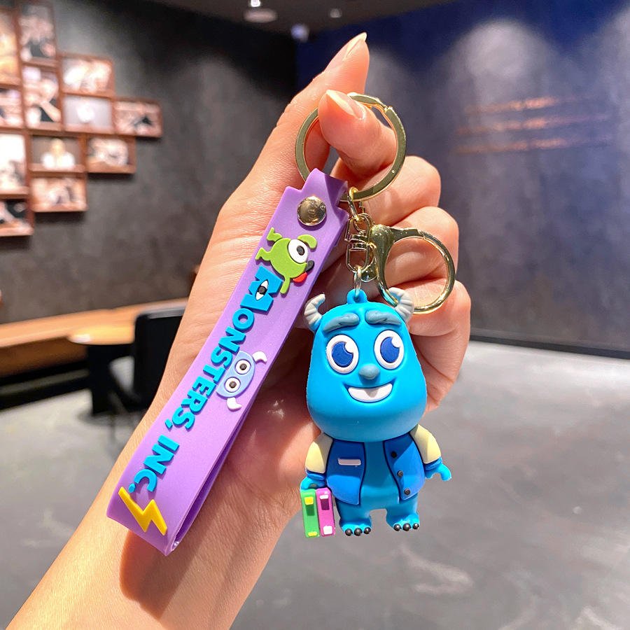 Cute Cartoon Monster PVC Figure Keychain Plastic Key Pendant Accessories with Car Rubber Unique and Stylish Design