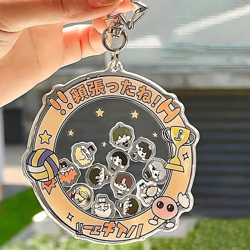 Acrylic Shaker Keychain Charm Shaker Key Chain Custom Acrylic Keyring Factory Design Anime Figure Acrylic Plastic Key Ring