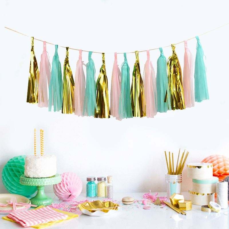 Wedding Party Decoration Strips Tissue Paper Tassel Custom Craft Multi-color Paper Garlands