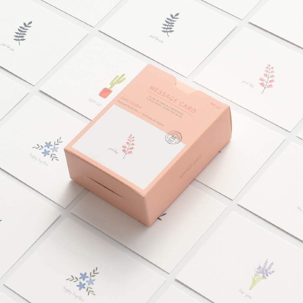 Myway Mix 40 Sheets Mini Single Card Information Small Garden Card with 20 Business Office Envelope Box Small Business Thank You