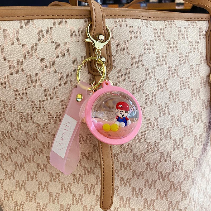 Couple Car Keyring Backpack Pendant Exquisite Liquid Key Chain Plastic Pendant for Book Bag Couple Car Keys Hanging Gifts