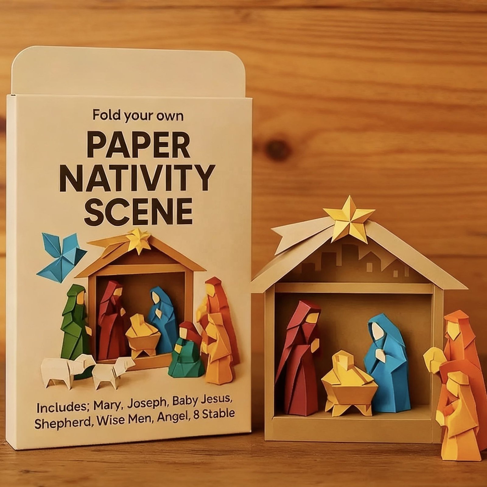 Pafu Cross-border New Product Christmas Origami Craft Set DIY Handmade 3D Pop-up Paper Folding Fun Holiday Gift for Kids