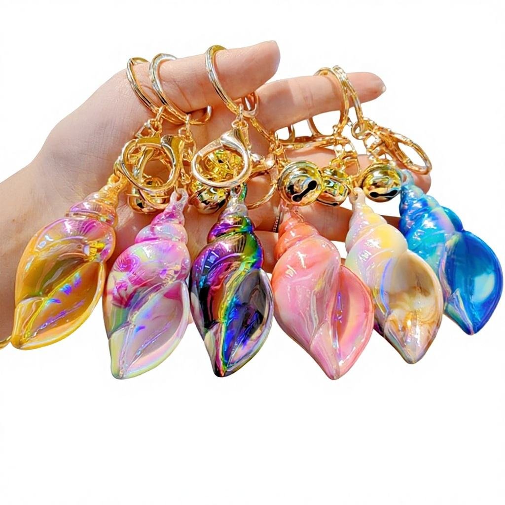 Cute & Multicolor Plastic Acrylic Conch Keychain Pendant for Women Fashion Waterproof Carabiner Lightweight Charm