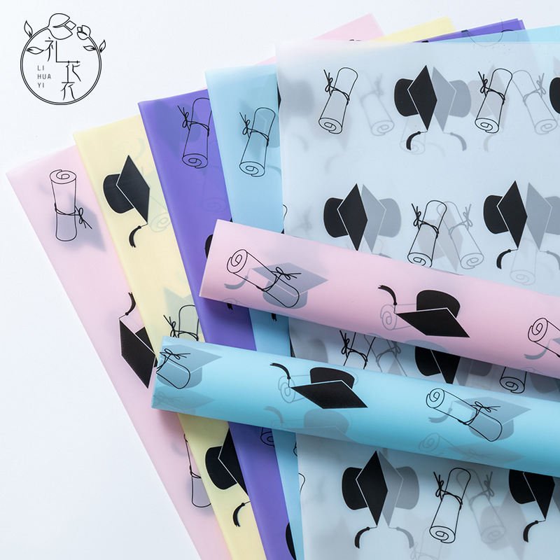2025 New Design Metallized Paper Single Side Waterproof Flower Wrapping 56*56cm 50Micro Graduation Season Gift Craft Supplies