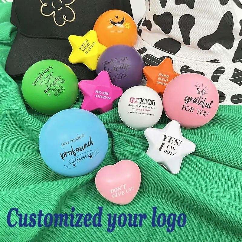Bulk Wholesale Custom Logo Printed Soft PU Foam Squeeze Toy for Marketing Campaign and Office Gifts Promotional Stress Ball