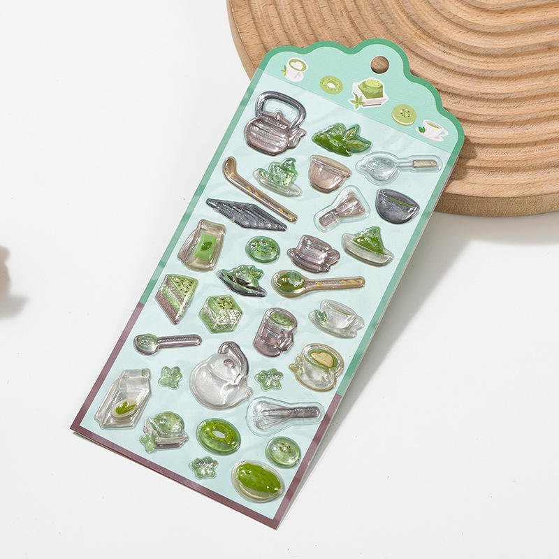 Small Water Drop Relief Three-Dimensional Resin Sticker Cute Glitter UV Printed Lovable Decorative 3D Sticker