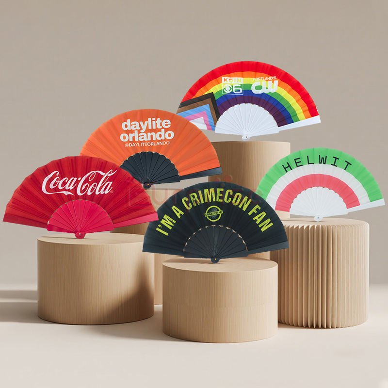 Wholesale 23cm Customized Big Plastic Hand Fans Plastic Clack Rave Fan for Business Gift Bamboo Crafts