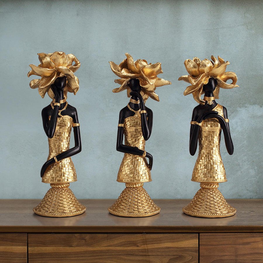 Cross-Border African Girl Home Ethnic Style Craft Resin Ornaments Creative Gifts Living Room Study Room Character Decorations
