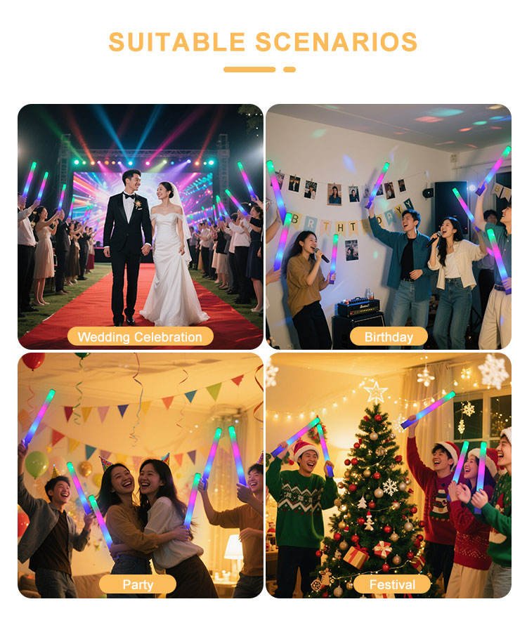 100pcs Glow LED Cheer Sticks Light-Up Wedding Wand for Birthday Bridal Shower Raves Carnival Concerts and New Year Occasions
