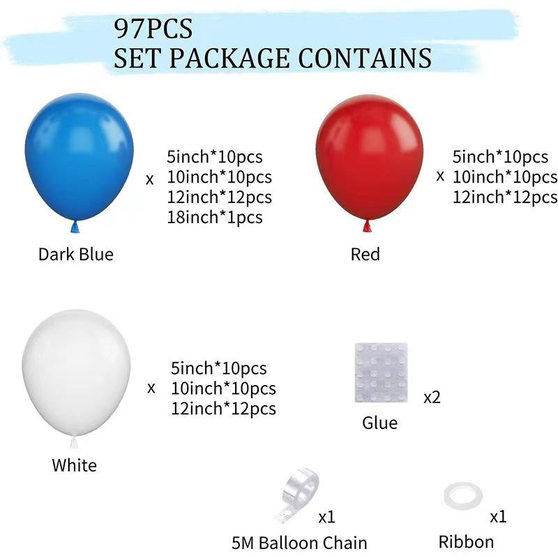 101pcs Blue White Red Balloon Garland Arch Kits for Birthday Party Decoration Baby Shower Balloons Holiday Festival Balloons