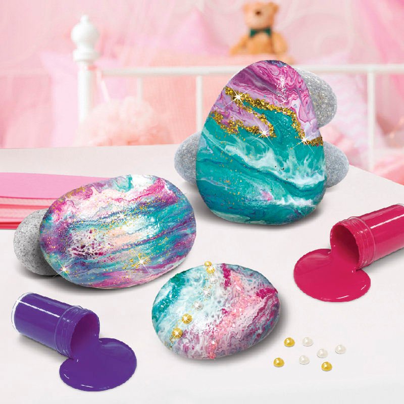 Hot-sale 2021 Stem DIy Kids Kit Pouring Art and Craft Sets Drawing Educational Flat Rock Stone Art Fluid Painting Other Toys Set