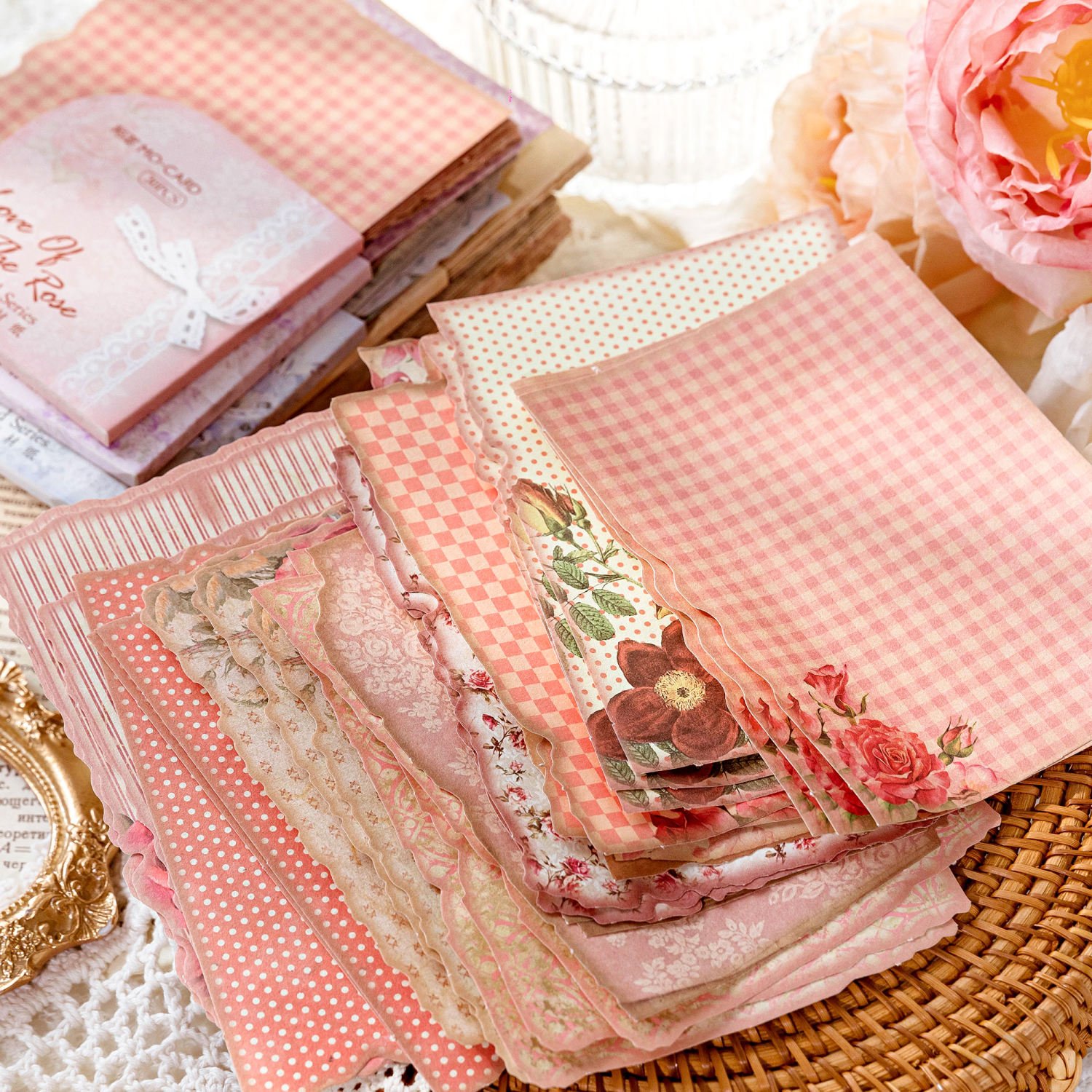 Vintage Floral Scrapbook Paper Textured Paper Set Mixed Scrapbook Supplies for DIY Scrapbooking Planner Bullet Journal Supplies