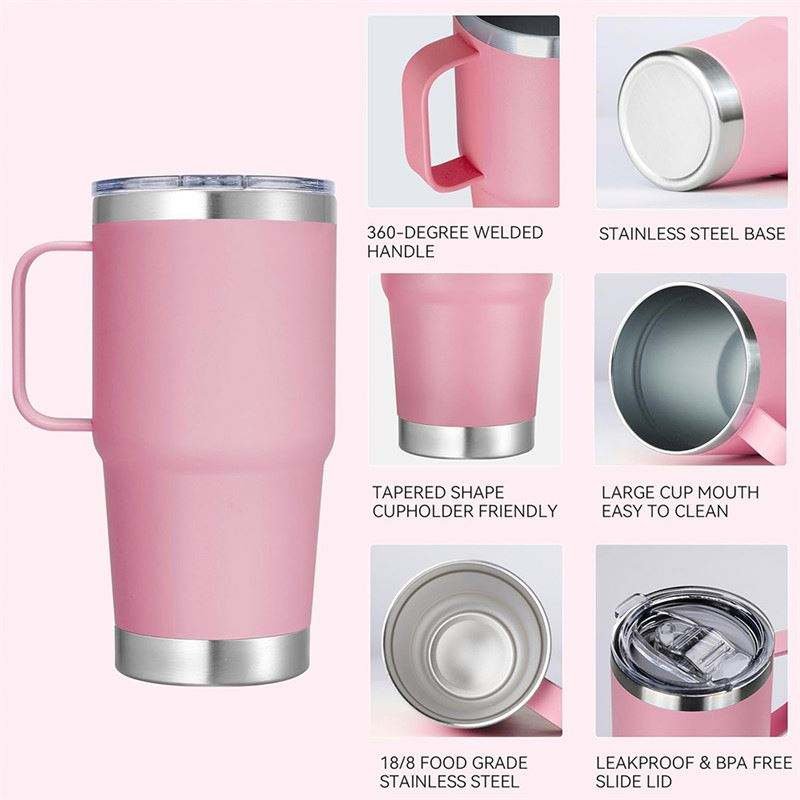 Coffee Mug 20Oz Stainless Steel Spill Proof Sliding Lid Outdoor Camping Insulated Drinkware Holiday Gift Sets ASM26
