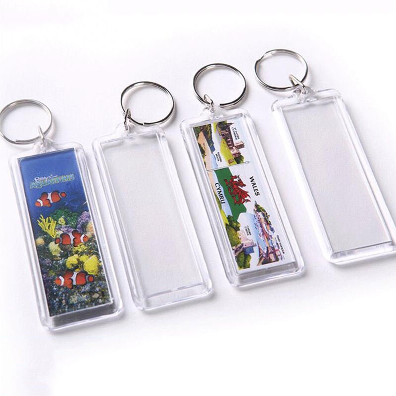 8.3*3.3 Plastic Transparent Oem Key Rings Custom Design Personalized Clear Key Chain Photo Insert Keyring Acrylic Keychain Blank