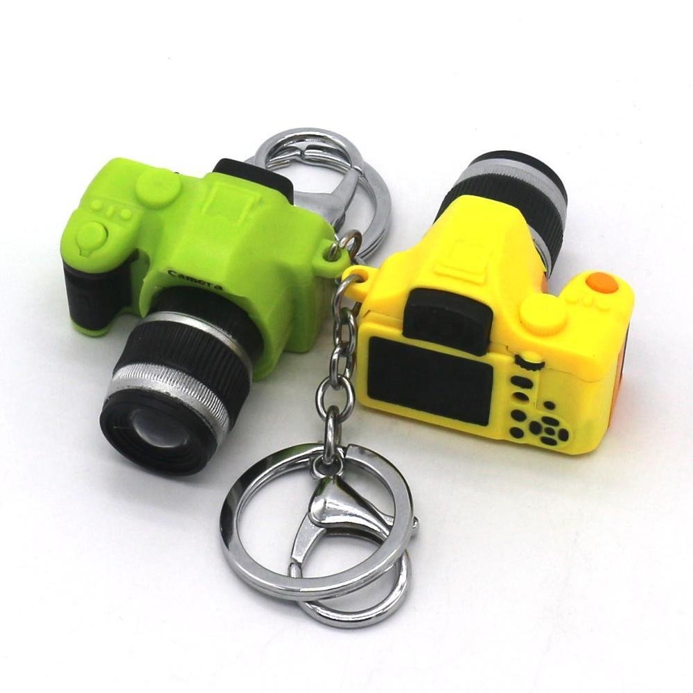 Factory Custom Creation Plastic Flashlight Key Chain Promotion 3D Mini Camera LED Light Keychain